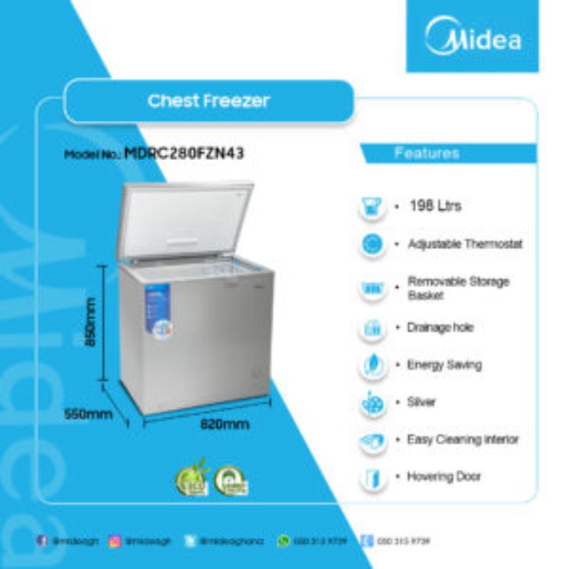 MIDEA 198LTR CHEST FREEZER
