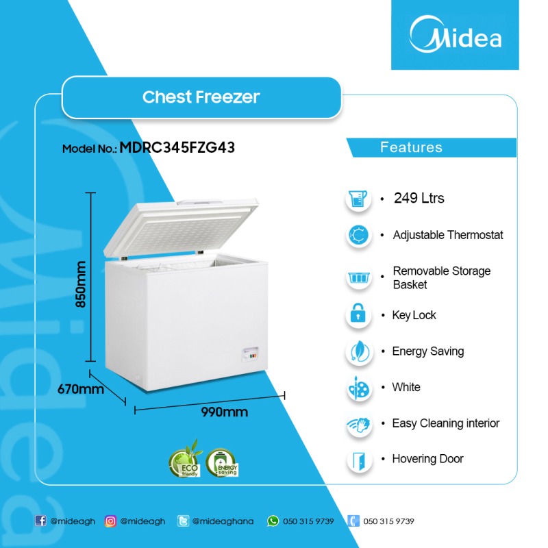 MIDEA CHEST FREEZER 249LTR