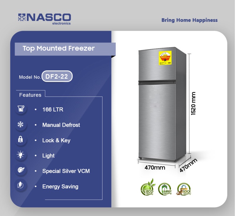 NASCO 320L TOP MOUNTED FREEZER