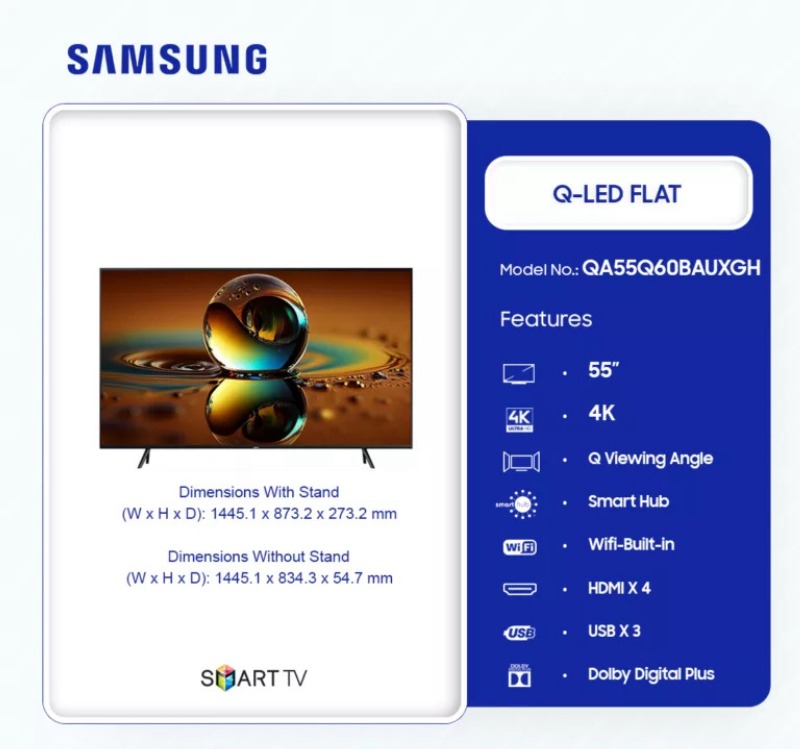 SAMSUNG Q-LED FLAT 4K 55"