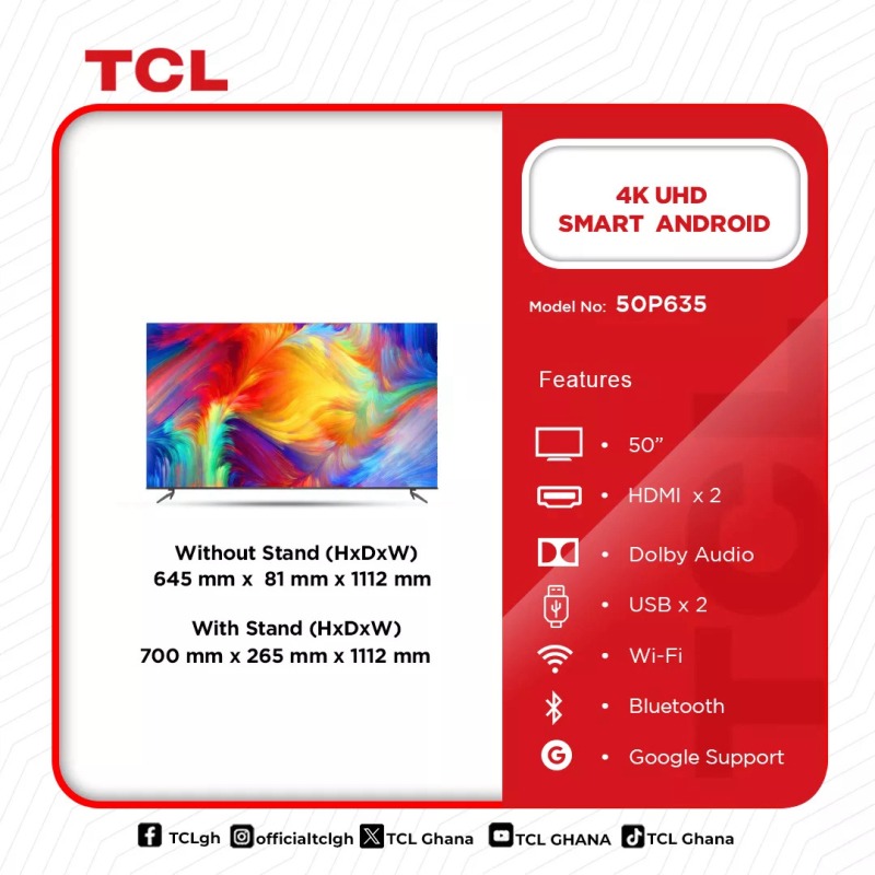 TCL UHD 4K SMART ANDROID (50P635)