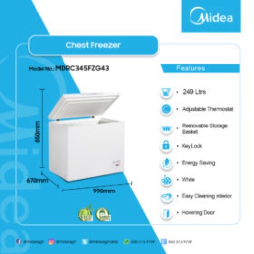 MIDEA 249LTR CHEST FREEZER