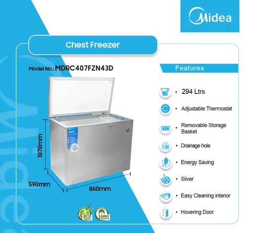 MIDEA 294LTR CHEST FREEZER INVERTER