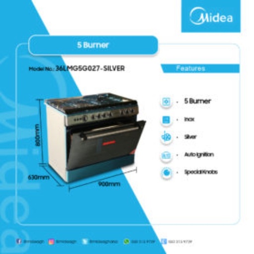 MIDEA 4 BURNER GAS WITH OVEN