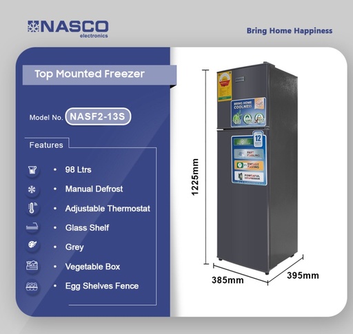 NASCO  TOP MOUNT FRIDGE 98LTR