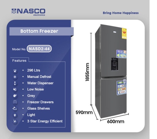 NASCO-296LTR-BOTTOM-FREEZER-REFRIGERATOR-NASD2-44 (ON PROMO)