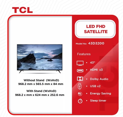 TCL FHD SATELLITE 43" (43D3400)