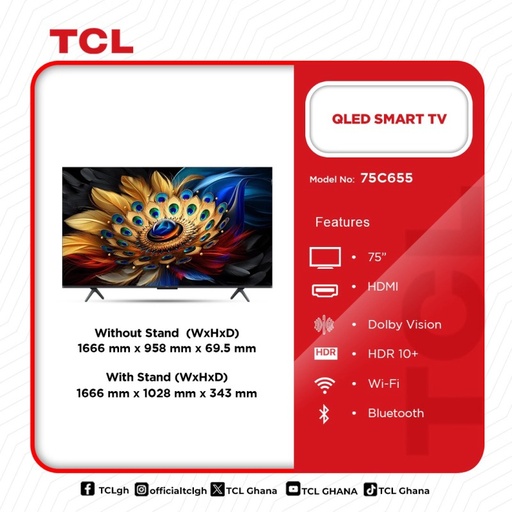 TCL QLED PRO 4K SMART ANDROID 75" (75C655)