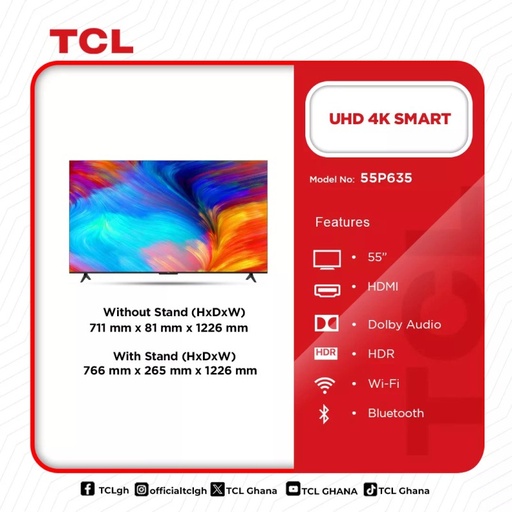 TCL UHD 4K SMART ANDROID 55" (